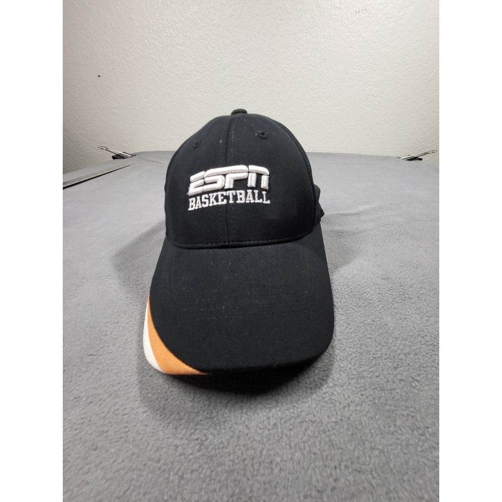 ESPN Basketball Hat Black Orange XL  Two Tone Adjustable Strapback NCAA NBA Fan